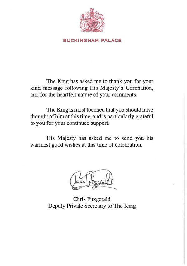 Letter from Buckingham Palace